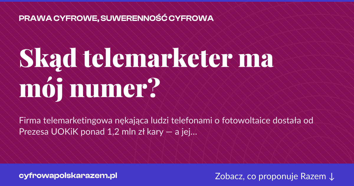 Karta social do udostępnienia: Skąd telemarketer ma mój numer?