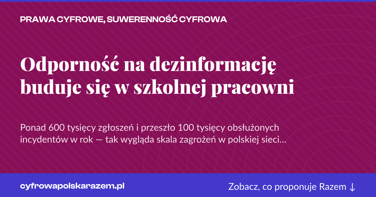 Karta social do udostępnienia: Odporność na dezinformację buduje się w szkolnej pracowni