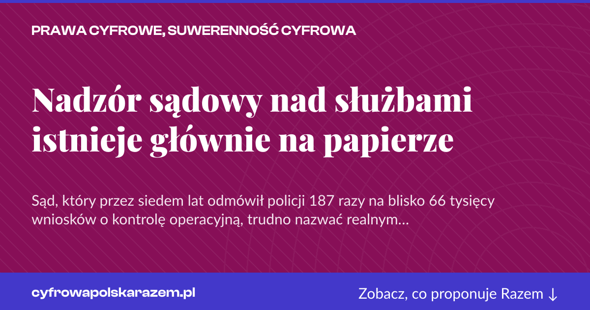 Karta social do udostępnienia: Nadzór sądowy nad służbami istnieje głównie na papierze